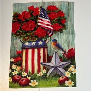 Patriotic Floral Garden Flag